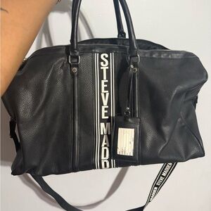 Steve Madden Black Duffel Bag with White Accents